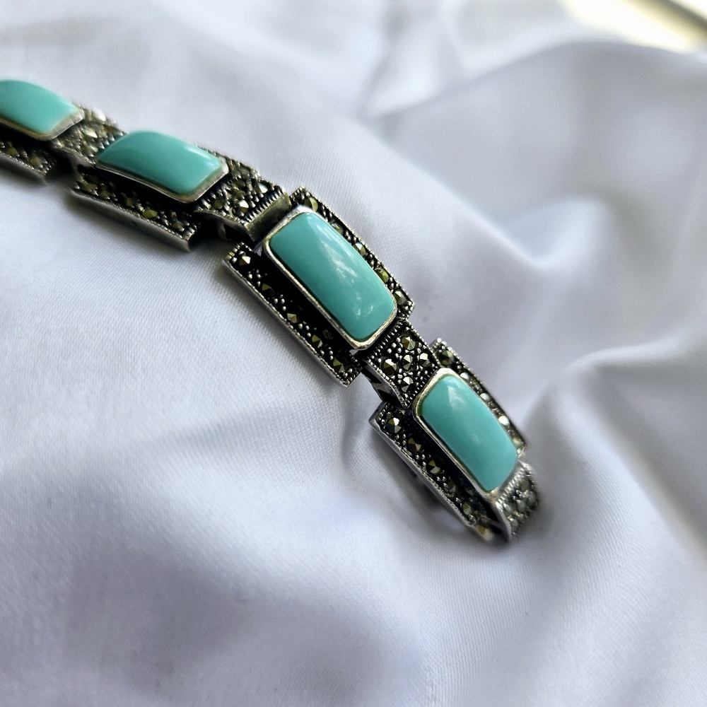 Sterling Silver Marcasite Bracelet - Picture 2 of 6
